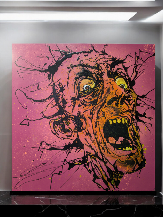 IO HO PAURA
Mentre i colori scivolano silenziosi sulla tela, è lei stessa che inizia a parlare.. ma alla fine si asciugano i colori e rimane solo questo, una tela, un emozione e il modo di esprimersi di una persona.
100x100 cm 
Vernice su tela